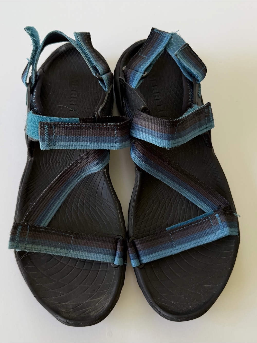 Men's MERRELL Sport Outdoor Water Sandals Black Blue Shoes J37645 Size 8
